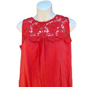 Melissa Paige Top Womens Sleeveless Blouse crocheted coral  petite small new Y2K